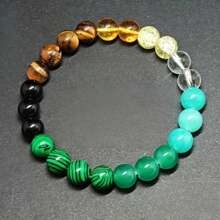 1pc Prosperity & Wealth Charm Bracelet, Tiger Eye, Citrine, Peacock & Clear Quartz, Attract Abundance & Prosperity, Unisex, Solid Unscented Format