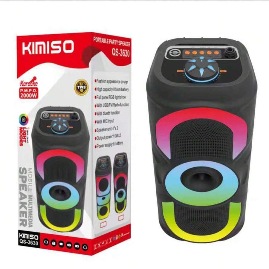 Pulse 5 Bluetooth Speaker – Dynamic LED Speaker, Powerful Bass, 360° Sound, Rechargeable & Portable - Black - View 1