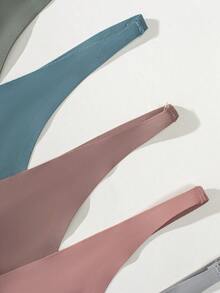 8 件女士舒适薄款丁字裤，性感内衣无缝低腰三角裤比基尼套装 - 彩色 - 查看 4