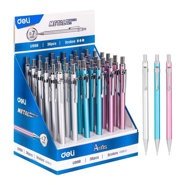 Deli 0,7 mm Lapiseiras Retráteis Mecânicas, Inclui Recargas de Grafite, Perfeito para Escrita e Desenho