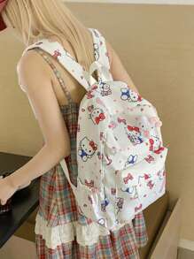 Sanrio 1 pezzo Hello Kitty di Sanrio, borsa ampia capienza, zaino alla moda con scomparto per computer portatile, versatile borsa a spalla, borsa per la scuola, portatile, alta capacità, per ragazze adolescenti, donne, studenti universitari, scuola media, superiore, attività all'aperto, viaggi