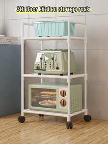 1 pieza Estantería de almacenamiento de cocina de 3-6 niveles, organizador de especias para horno microondas, estantería rodante de varios niveles para el piso - Multicolor - Ver 1