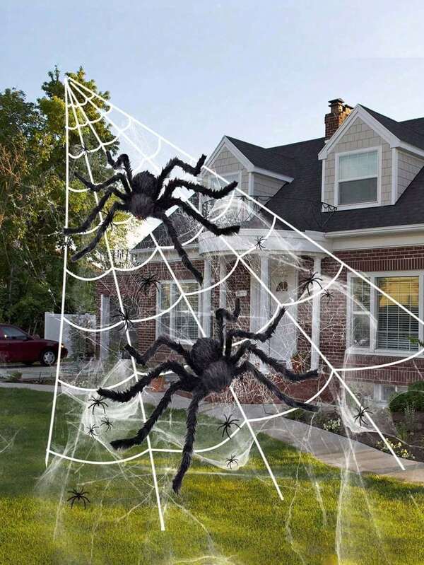 1 Piece, Black Spider Halloween Ghost Festival Decoration Item, 150cm Super-Large Spider, Bar Courtyard Decoration Prop, Simulated Plush Spider, Halloween Indoor And Outdoor Decoration Prop