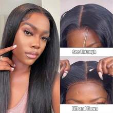 200% Density 40 Inch Glueless Wigs Human Hair Pre Plucked Pre Cut 5x5 HD Lace Closure Wigs Human Hair Glueless Wear And Go 13x4 Straight Lace Front Wigs Human Hair With Baby Hair Natural Black