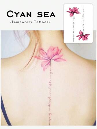 1 pièce Rose Fleur de Lotus Citation Motivante Élégante Art Corporel, Convient aux Particuliers