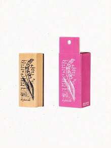 1pc Fine Pattern Brown Wooden Stamp, Small Fresh Flower Plant Pattern Creative Design Wooden Stamp For Notebook Scrapbook Decoration Greeting Card Decoration, Gift For Friends School Supplies,Back To School