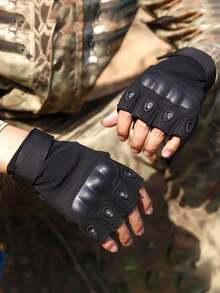 1pair Half Finger Tactical Gloves For Men's Outdoor Cycling, Anti Slip And Wear-Resistant Sports, Mountain Climbing, Fitness And Combat Training Gloves - Multicolor - View 1