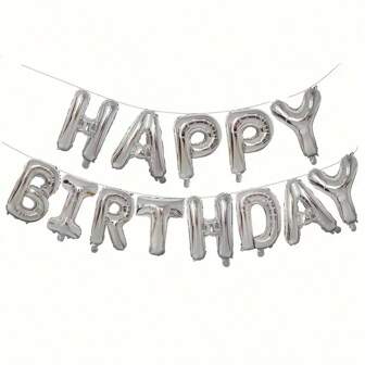 16inch Happy Birthday Balloons, Silver Happy Birthday Balloons Banner Party Decoration, Birthday Banner Balloons Self Inflating With Balloons Confetti Balloons For Happy Birtyday Decorations(Excluding Balloons)