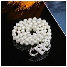 1pc Elegant Stretch Pearl, Rhinestone & Crystal Embellished Belt, Suitable For Autumn, Halloween And Other Occasions