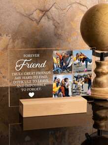 1 set Plaque avec impression photo personnalisée avec message personnalisé, cadre photo en acrylique personnalisé, cadres photo personnalisés pouvant être utilisés pour la décoration, support personnalisé pour cadres photo/cadeaux de la Saint-Valentin