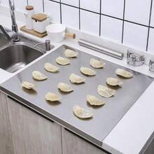 Stainless Steel Cutting Boards With Lip For Kitchen, Metal Cutting Board Over Sink, Non-Slip Stainless Steel Cutting Board Suitable For Meat, Fruits, Vegetables, Bread And Baking(Silver) - Bạc - Xem 5