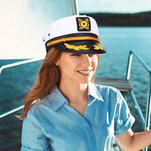Nautical Theme Sailor Hat - Adjustable White Captain Hat For Parties - Default - View 4