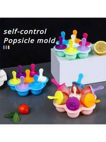 7 色冰淇淋模具 - 婴儿 DIY 水果奶昔制作器，配有易拉手柄和滴水盘，颜色鲜艳，适合自制冰棒、冰淇淋、冰沙 - 夏季厨房配件、冰淇淋配件 - 多色-冰淇凌冰模 - 查看 3