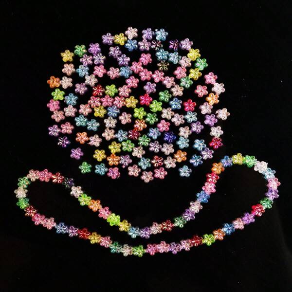 100pcs AB Colored Small Flower Beads With Sparkling AB Crystal Spacing Beads For Making Earrings, Bracelets, And Charming DIY Craftsmanship 4x7mm (0.16 * 0.28 Inches)