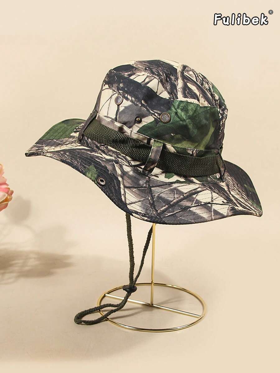 1pc Camouflage Sun Hat For Men, Suitable For Outdoor Daily Wear - Dark Green - View 1