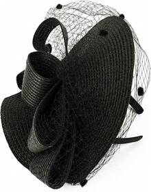 Derby Fascinators Women High Tea Party Hat Wedding Cocktail Flower Headware With Mesh And Feathers - Z-f0271-black - View 5