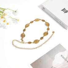 1pc Vintage Graphic Gold Women Fashion Body Jewelry Metal Waist Chain, Bohemian Style Accessory For Dresses & Skirts