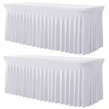 [Mantel negro/blanco] 1 pieza/2 piezas Falda de mesa rectangular negra/blanca, Mantel de mesa plegable de 6 pies de tela de spándex para fiestas, decoración del Día de San Valentín, uso en todas las estaciones
