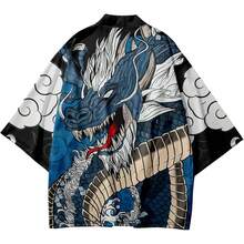 Mens Kimono Robe Jacket 3/4 Sleeve Open Front Japanese Shirt Bathrobe Lightweight Coathalloween - Màu-q - Xem 4
