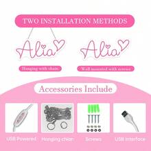 定制霓虹灯房间装饰，定制 LED 霓虹灯名称标志个性化婚礼霓虹灯家居卧室装饰生日节日礼品派对商店或商业发光标志。