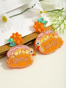 2pcs Colorful Handmade Beaded Animal Earrings, Bohemian Style Cartoon Handcrafted Parrot, Rabbit, Horse, Butterfly Pendant Earrings, Suitable For Women, Animal Lovers, Party Outfit