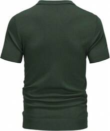 Mens Vintage Knit Shirts – 70s Short Sleeve Shirts Men – Retro Knit Button Down Shirt – Old Money Clothes Men - 綠色 - 查看 9