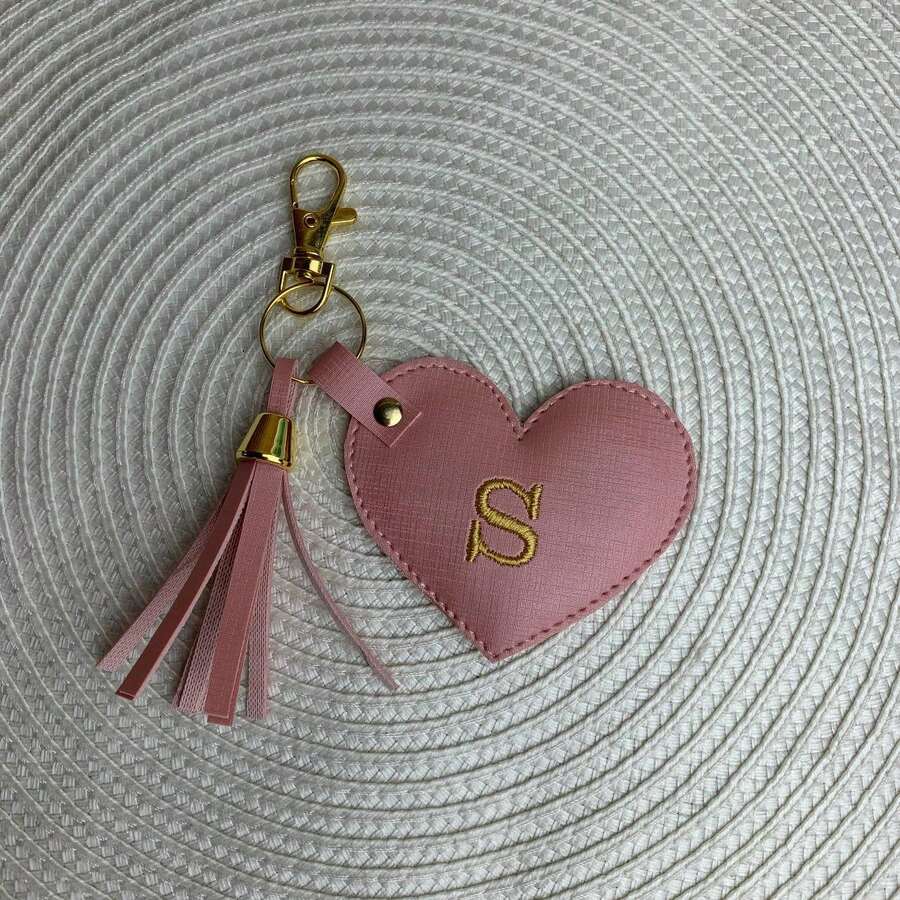 Personalized Keychain With Initial - Pink - View 1