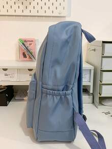 Grand sac à dos homme de couleur unie, sac de voyage minimaliste à la mode, convient pour un usage casual, style japonais, style universitaire, navette, sac à dos, rangement de fournitures scolaires. Grande capacité, léger, portable, pliable, style casual classique, convenant aux hommes. Choix idéal pour la rentrée scolaire, le premier jour à l'université, le collège, les lieux sportifs, l'entraînement et autres occasions. Sac pour l'école, le collège, les voyages. - Bleu azur - Voir 4