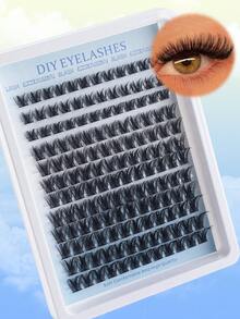 144/120/576根自然款睫毛簇，精致睫毛嫁接，168根自然款单根睫毛，9-12毫米睫毛簇，韩式DIY假睫毛，家用