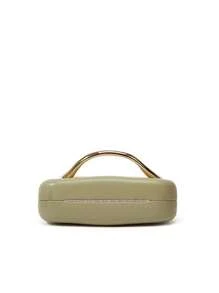 Mini bolsa clutch redonda clássica com alça e alça de metal vintage