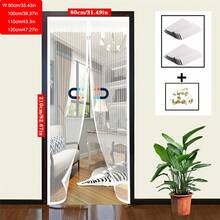 1件装磁性白色蕾丝边门帘夏季蚊帐网状隔断条纹图案设计防蝇适用于厨房客厅卧室静音窗帘 - 彩色 - 查看 13