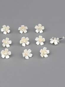 10 件优雅粉色水晶花发夹，适合女士、爪夹、发夹、发夹、发夹、学校用品 - 彩色 - 查看 10