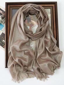 1件女士优雅四边金属丝印花围巾/披肩，适合海滩或连衣裙穿着 - 彩色 - 查看 6