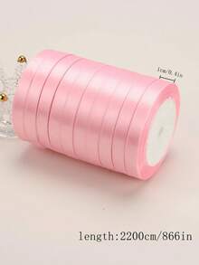 1pc Solid Satin Ribbon, 25 Yards Handmade Fabric Satin Ribbon, DIY Rose Flower Material Silk Satin Ribbon, Color Difference Less Than 3%, For Gift Wrapping, Handicrafts, Hair Accessories, Wedding Decoration, Sewing, Invitations, Bouquets, Christmas, Cake Decoration, Gift Packaging, Wedding And Party Bows, Rose Flower Decor, Gift Wrapping, Luxury Brand: Jewelry Box/Perfume Bottle Wrap Decor, Wedding Aesthetics: Bridal Bouquet/Invitations/Chair Back Decor - Pink - View 7