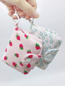 可爱迷你花卉图案帆布卡包多层零钱包耳机/口红收纳袋女士钱包迷你钱包钱包零钱包钱包腕包钱包