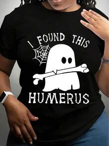 Women'S Halloween Graphic Tee - Soft ,Durable Round Neck Casual Top For Spring, Summer, And Fall - Machine Washable - Black - View 1