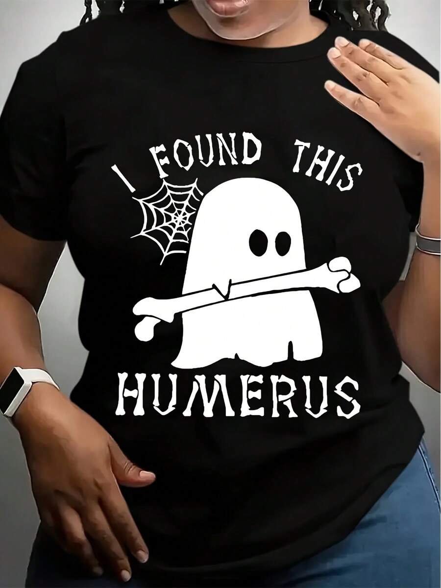 Women'S Halloween Graphic Tee - Soft ,Durable Round Neck Casual Top For Spring, Summer, And Fall - Machine Washable - Black - View 1