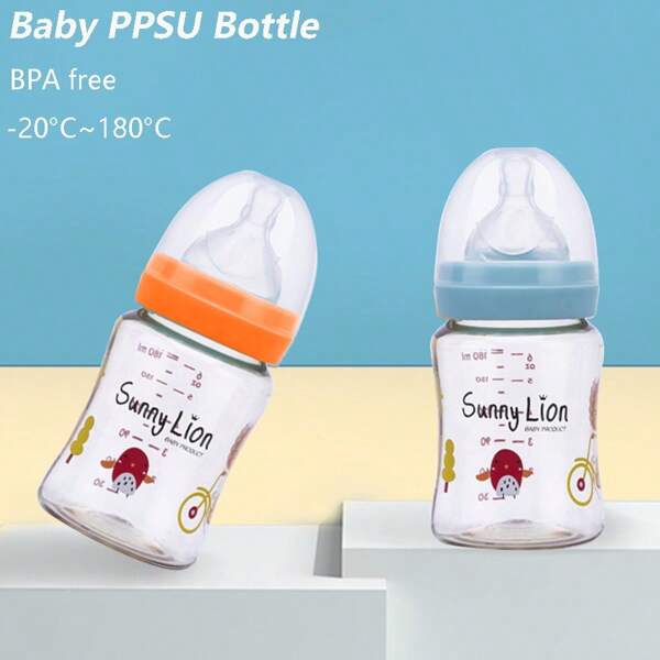 1pc Baby PPSU Feeding Bottle, Safe, 180ml Capacity, High Temperature Resistant 180°, Suitable For Baby Milk Drinking