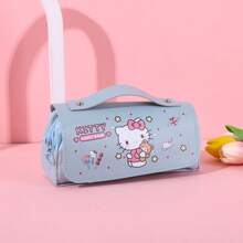 Sanrio 1pc Sanrio Pencil Case, Large Capacity Hello Kitty Stationery Bag, Multifunctional, Dual-Zipper, Handheld Pen Pouch, Stress Relief Pencil Case, Stationery Box Cosmetic Bag, Large Capacity Storage Bag, Student Pencil Case, School & Daily Use, Back To School Gift, Award