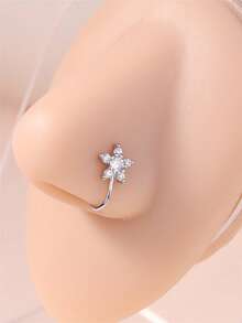 1 st blomma näsring med CZ-mönster afrikanska näsmanschetter guld/silver nässeptum näsringar med klipp på nässmycken för kvinnor, icke-piercade smycken - BJ-02 - Visa 10