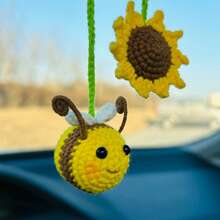 onEternal Đồ trang trí treo tường hình ong và hoa hướng dương móc thủ công, trang trí nội thất xe hơi, đồ trang trí gương, quà tặng - Nhiều màu - Xem 4