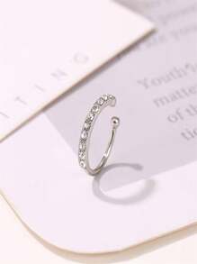 1pc Women Classic Rhinestone Decor Minimalist Clip-On Earring, Suitable For Everyday Wear