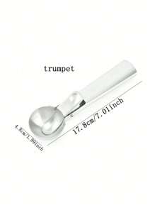 1pc Stainless Steel Double-Sided Ice Cream Scoop And Spoon, Multifunctional Ice Cream Digging Tool, Silver Color