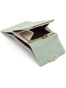 1 件绿色多功能三折时尚印花短款钱包女士钱包钱包可爱钱包迷你钱包