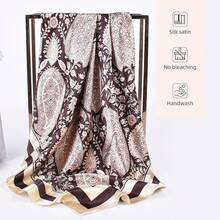 35 Inches Silk Head Scarf-Satin Hair Scarves Silk Bandana Scarf Headscarf For Women's Fashion Scarveshalloween - 粉紅色大腰果 - 查看 9