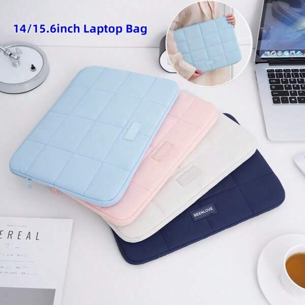 1 pièce Sac d'ordinateur intérieur à carreaux durable pour femmes, sac de protection d'ordinateur renforcé et antichoc, sac pour ordinateur portable de 15,6 pouces pour les voyages d'affaires, housse de protection anti-poussière pour ordinateur de 14 pouces pour hommes de bureau, convient pour une utilisation à domicile et pour le retour à l'école des étudiants. Sac pour le travail scolaire, sac pour ordinateur portable pour femmes, étui pour MacBook