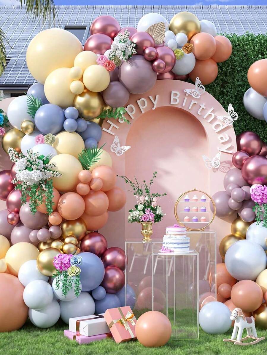 126pcs Retro Balloon Arch Kit, Suitable For Weddings, Birthdays, Graduations, Anniversaries, Engagements, Proposals, Themed Parties Decoration.