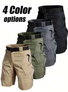 Pantalones cortos tácticos para hombre, ligeros, de secado rápido, transpirables, con múltiples bolsillos (sin cinturilla), ideales para actividades al aire libre como senderismo y montañismo - Negro - Gris y Beige