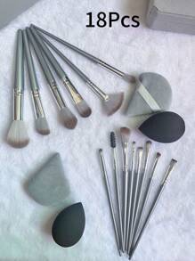 Set de 14 piezas de brochas de maquillaje para principiantes Súper suaves, incluye brochas para polvos sueltos, sombras de ojos y colorete. Herramientas de maquillaje perfectas para el día del padre, la playa, el baño o la decoración del dormitorio