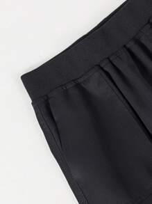 1 pièce Jupe longue élastique à taille haute de couleur unie, élégante et classique, avec poches latérales, en polyester, convient pour le printemps, l'été et l'automne, pour filles et adolescentes